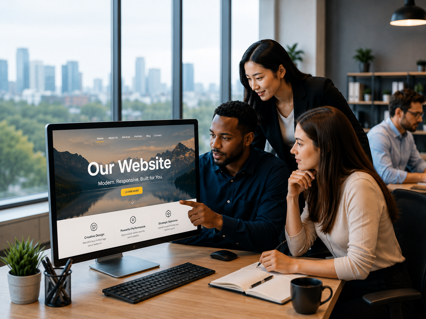 Organization team working with digital services